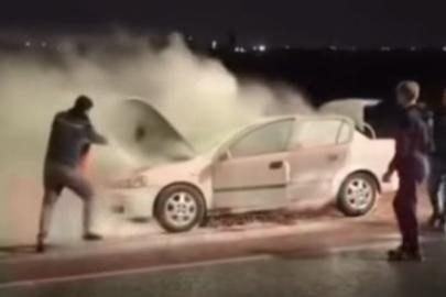 Haliliye’de otomobil alevlere teslim oldu