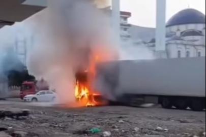 Park halindeki TIR alevlere teslim oldu