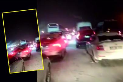 Şanlıurfa-Gaziantep Otoyolunda kar esareti