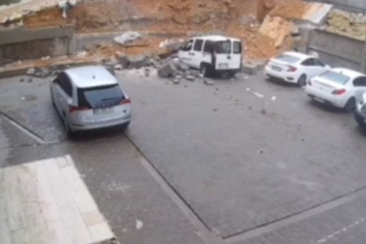 Karaköprü'de istinat duvarı böyle çöktü