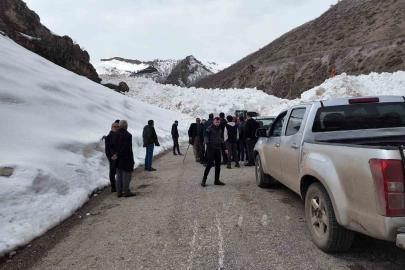 Köy yoluna çığ düştü, ekipler yolu açmak için çalışma başlattı