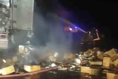 Siverek'te peçete yüklü Tır alev aldı