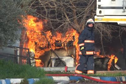 STK’ya ait prefabrik yapıda yangın