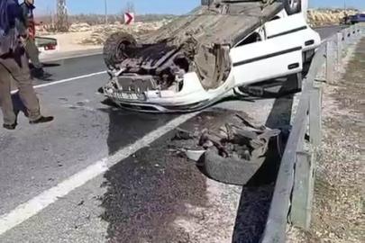 Takla atan araçtan burnu bile kanamadan kurtuldu