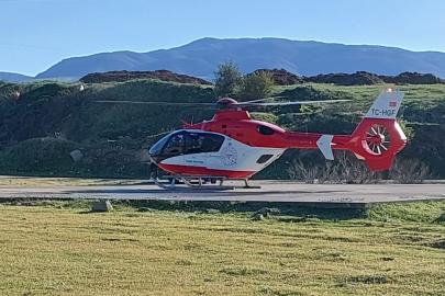 Ambulans helikopter kalp krizi geçiren hasta için havalandı