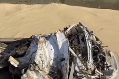 Selde kaybolan minibüs bulundu, geriye hurda kaldı