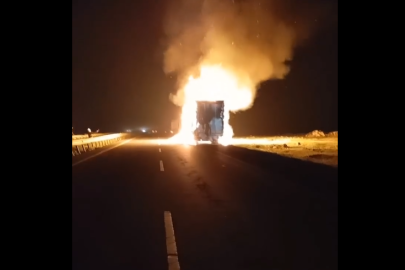 Viranşehir–Şanlıurfa yolunda tır alevlere teslim oldu